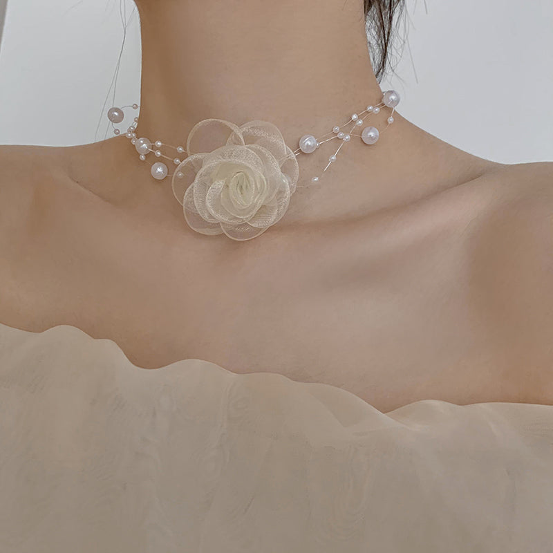 Rose Pearl Design Chokers