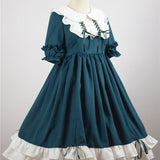 Lace bowknot high waist victorian Lolita Dress