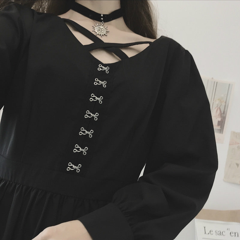 Long Sleeve Cutout Design Maxi Dress