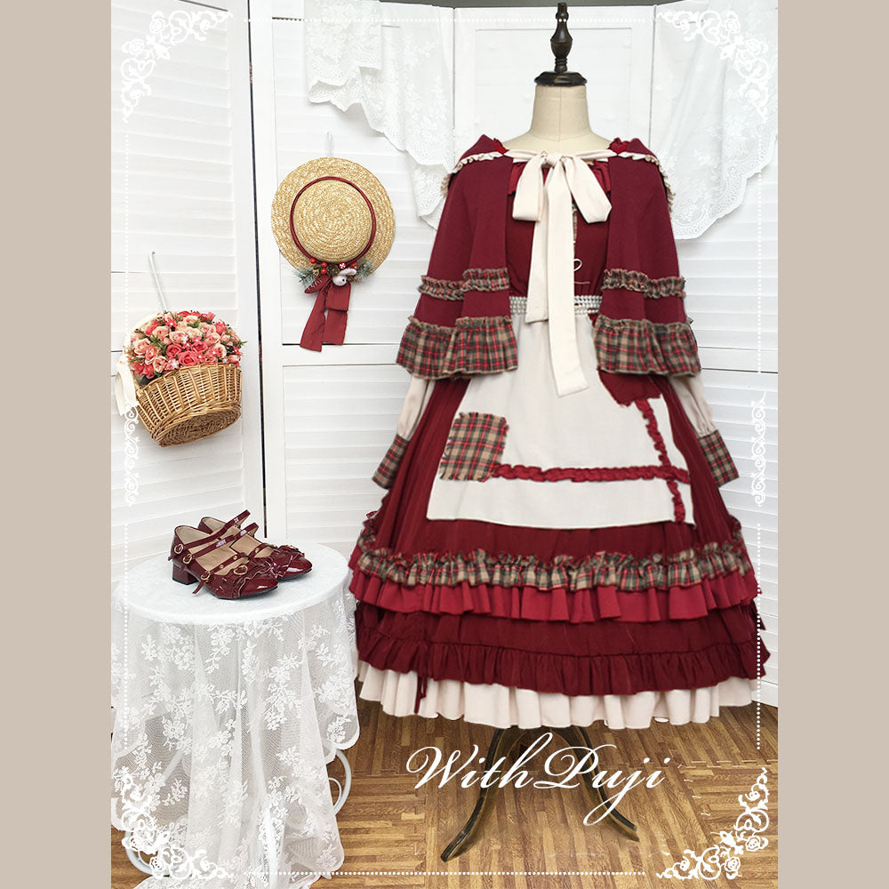 Red Plaid Ruffle Design Lolita Dress