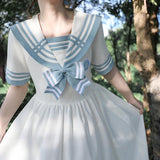 Vintage Striped Short Sleeve Cute Sailor Dress