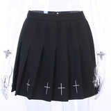 A-Line Black Gothic Sweet Mini Skirt