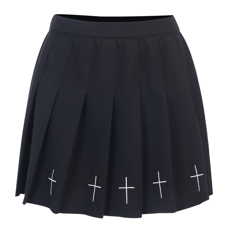 A-Line Black Gothic Sweet Mini Skirt