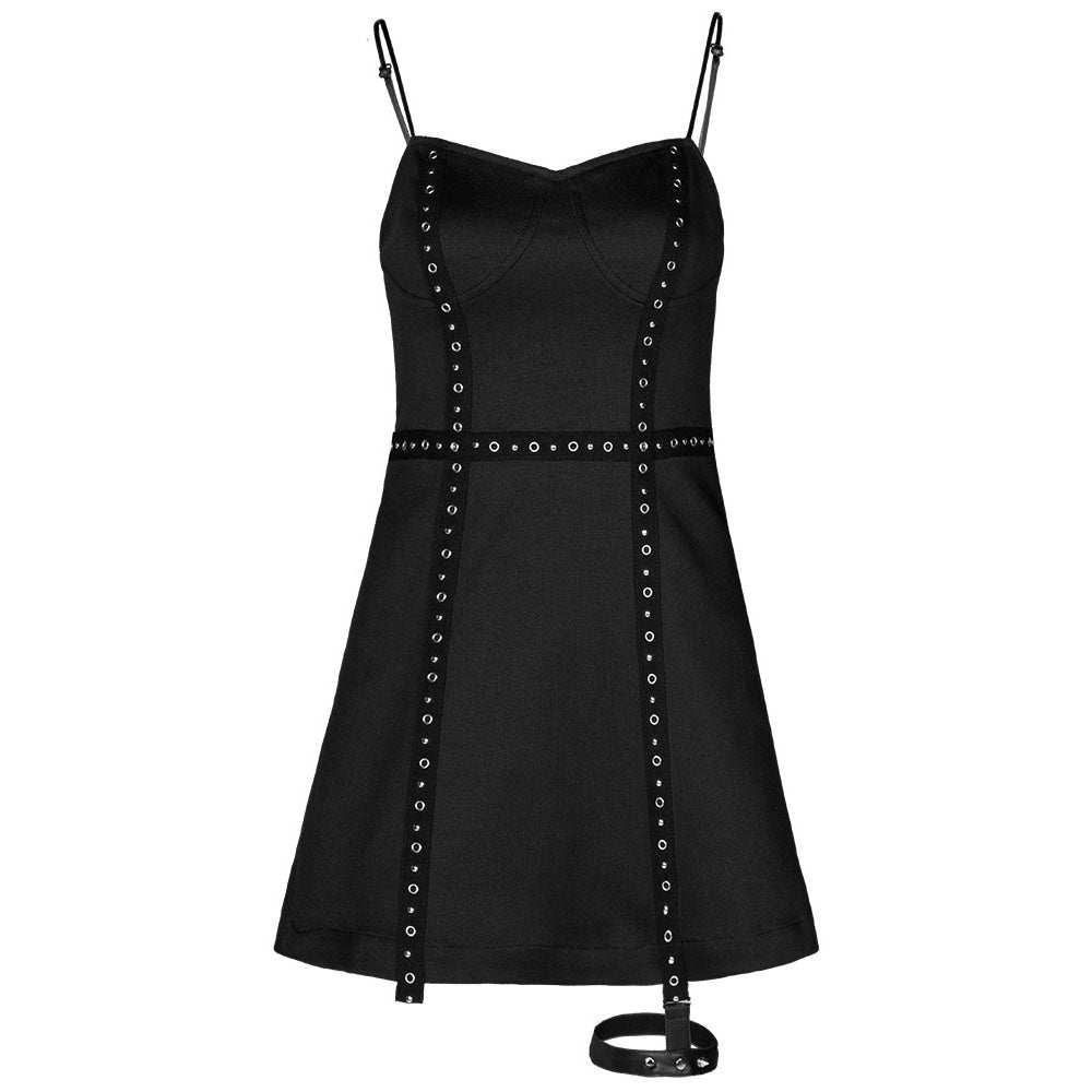 Gothic Spaghetti Straps A-line Patchwork Dress