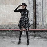 Punk Gothic Plaid Irregular Midi Dress