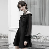 Off Shoulder Black Gothic Harajuku High Waist Dress
