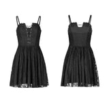 Gothic Vintage Lace Spaghetti Straps Slim Mini Dress