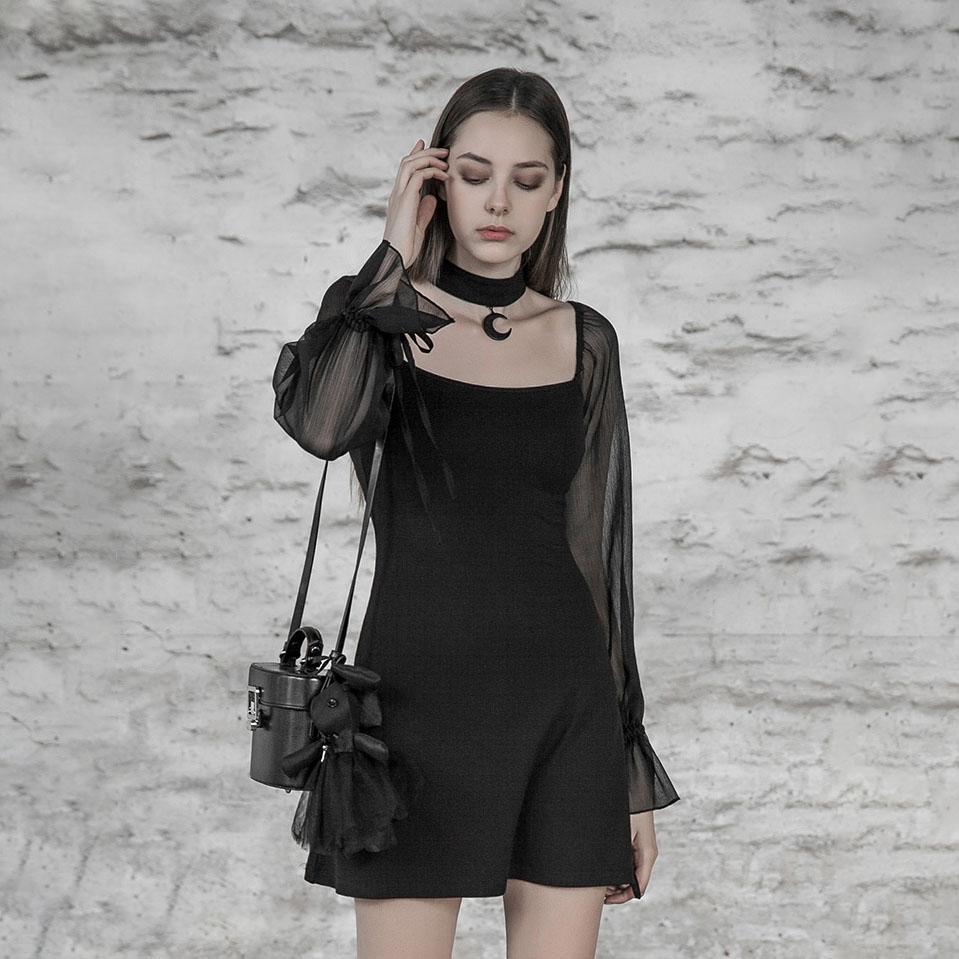 Cutout Design Transparent Long Sleeves Gothic Lolita Dress