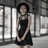 Sleeveless Hollow Out Gothic Mini Dress