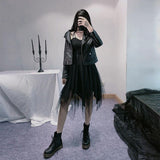 Black Tulle High Waist Sleeveless Slip Dress