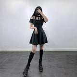 Moon Lace Cutout Black High Waist Slip Dress