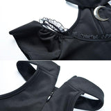 Moon Lace Cutout Black High Waist Slip Dress