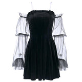 Goth Dark Mesh Vintage Pleated Dresses