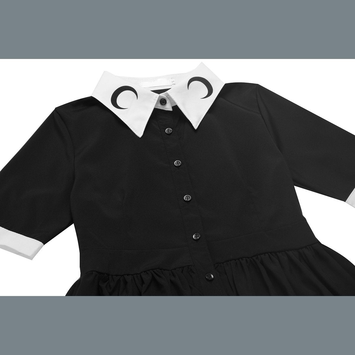 Harajuku Short Sleeve Crescent Print Collar Vintage Dress