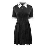 Harajuku Short Sleeve Crescent Print Collar Vintage Dress