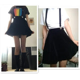 Harajuku Velvet Punk Love Clip Strap Skirt