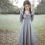 French Retro Literary Navy Vintage Lolita Dress