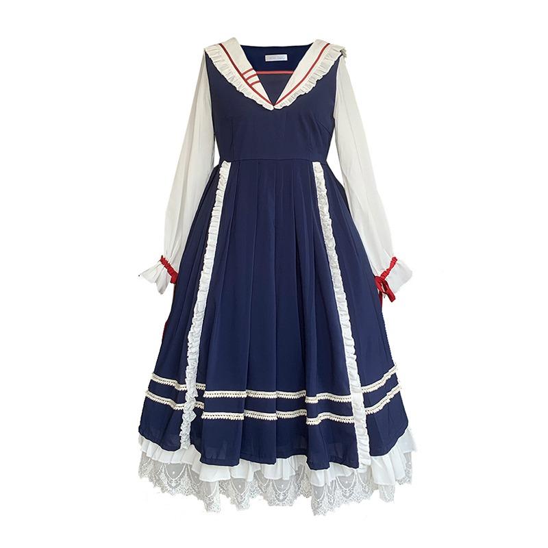 Navy Long Sleeve Lolita Dress