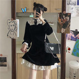 Lace Collar Long Sleeve Black Lolita Dress