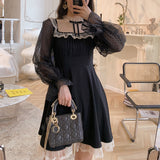Long Sleeve Ruffle Hem Knotted in Front Lolita Dress