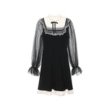 Long Sleeve Ruffle Hem Knotted in Front Lolita Dress