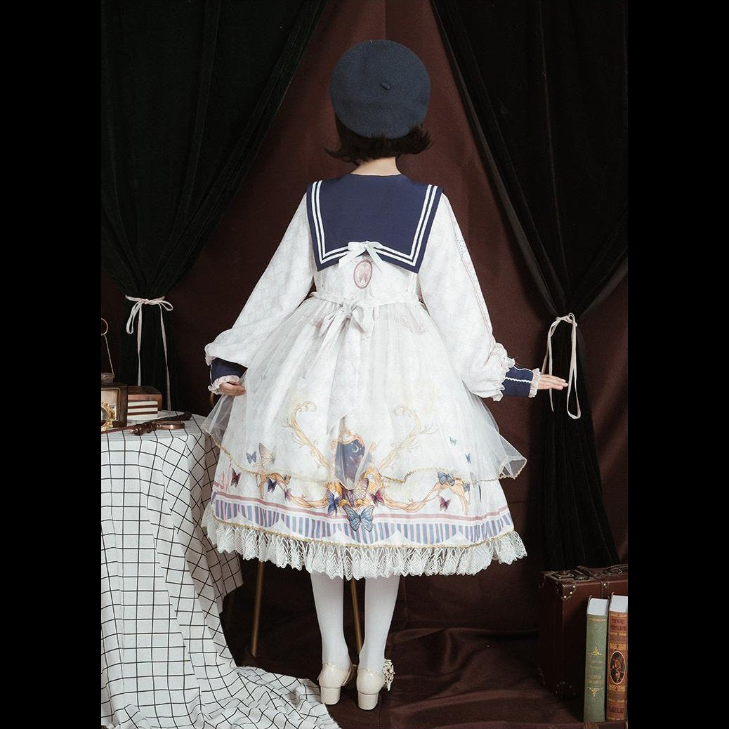 Butterfly Vintage Classic Style Long Sleeve Lolita Dress