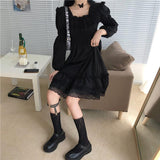 Ruffle Trim Long Sleeve Gothic Lolita Dress