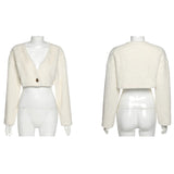 One Button White Cardigan
