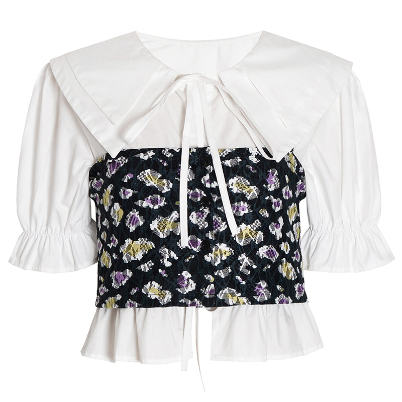 Knotted Floral Blouse Set