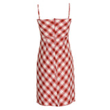 Red Grid Strap Dress