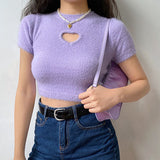 Heart Hollow Out Knitted Shirt
