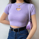 Heart Hollow Out Knitted Shirt