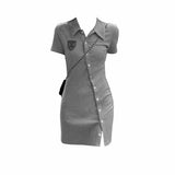 Buttoned Grey Polo Dress