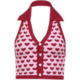 Hearts Halter Red Pink Top