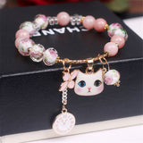 Pink Cat Beaded Girls Bracelet