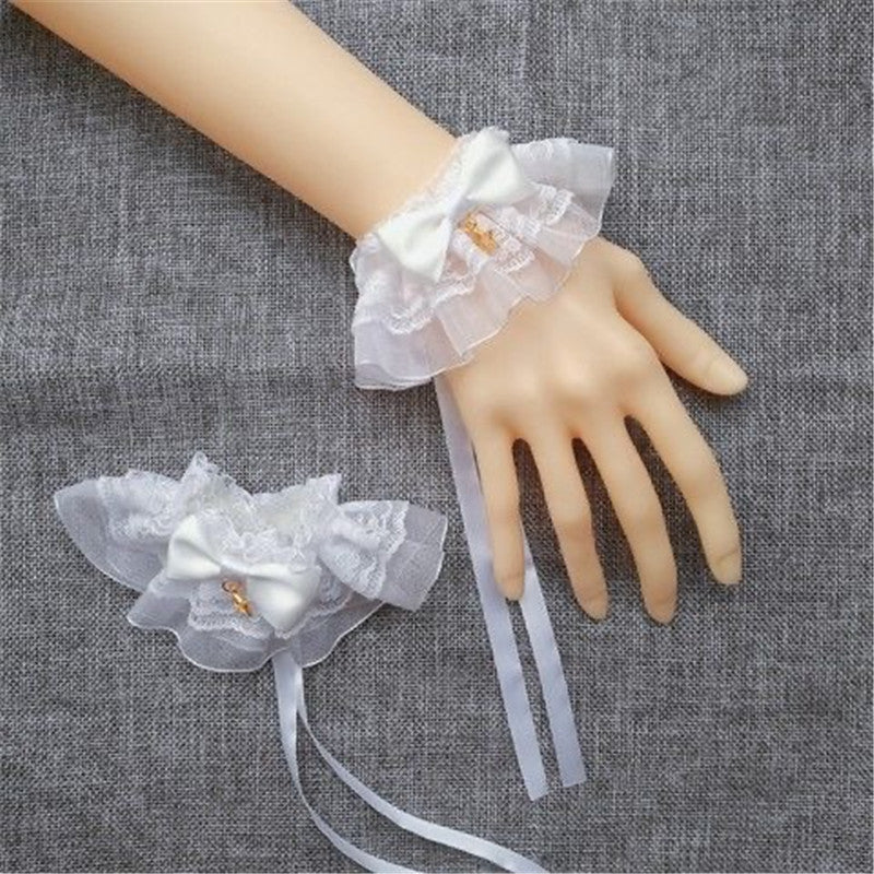 Bead Chain Bowknot Rose Lace Lolita Hand Sleeves