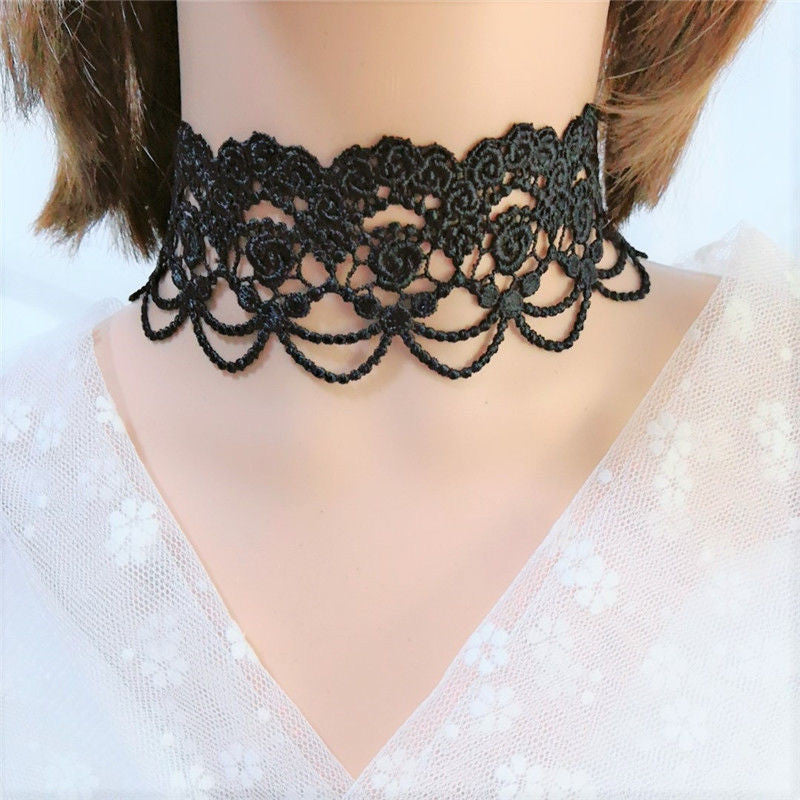 Elegant Black Lace Lolita Gothic Necklace