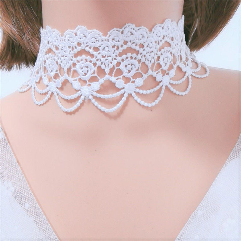 Elegant White Lace Lolita Gothic Necklace