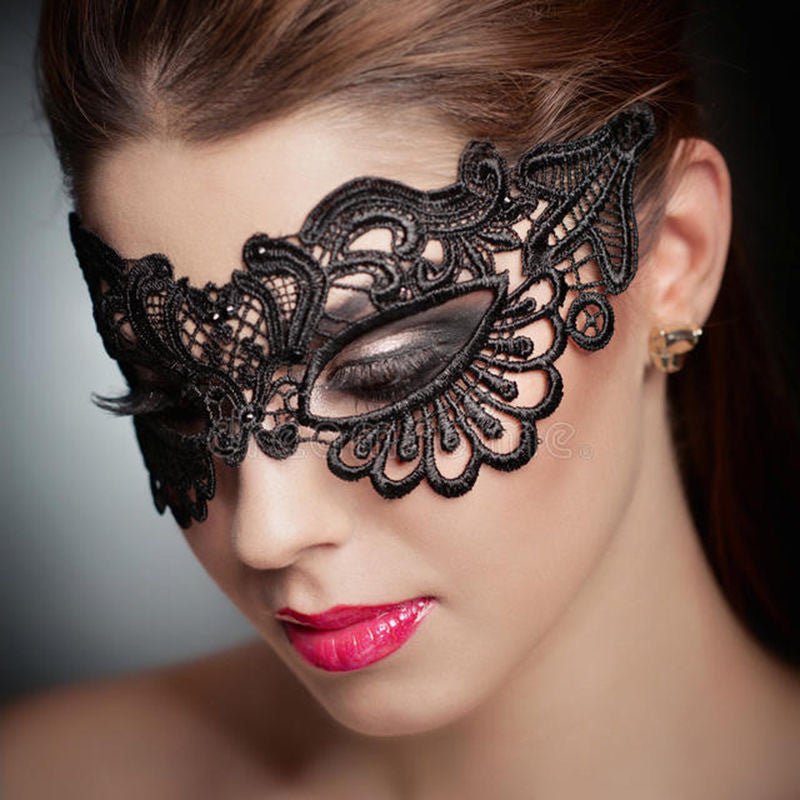 Black Lace Hollow Out Half Face Mask