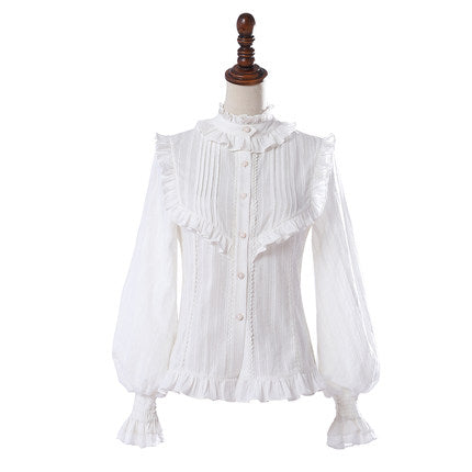 Lace Ruffle Retro Velveteen Lining Long Sleeve Classic Lolita Shirt