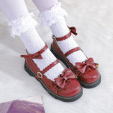 Round-toe Red Cute Bowknot Sweet Lolita Shoes