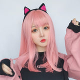 Pink Long Curly Lolita Wig