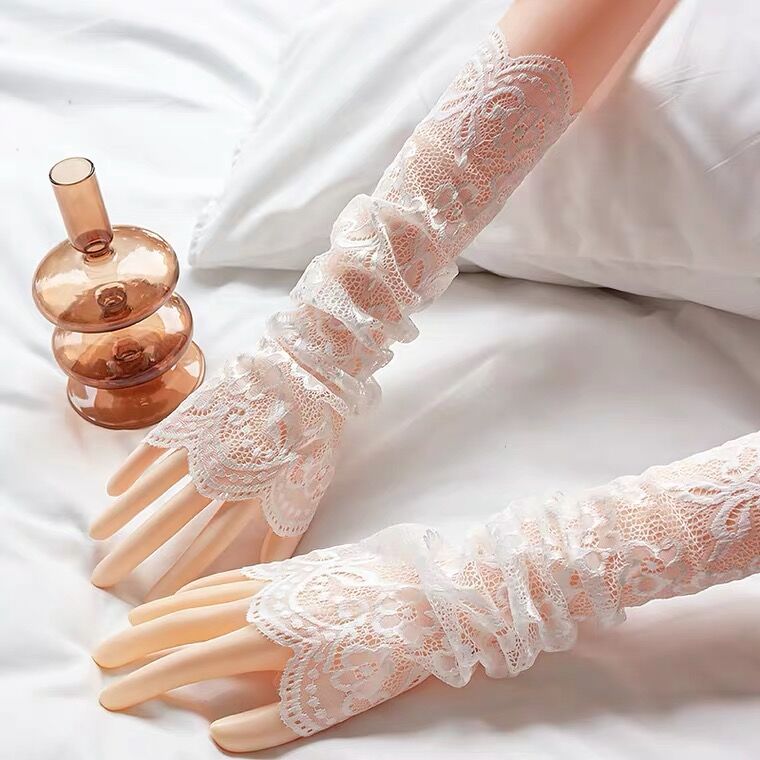 Simple Ruffles Style White Lolita Hand Sleeves