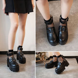 Lolita Gothic Round Head Strap Waterproof Mary Jane Shoes