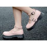 Pink Heart-shaped Ankle-strap Mary Jane Shoes