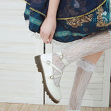 White PU Leather Ankle-strap Lolita Shoes