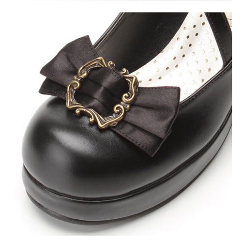 Vintage Sweet Lolita Princess Bow Round Head Shoes