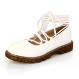 White Uniform PU Leather Ankle-strap Gothic Lolita Shoes