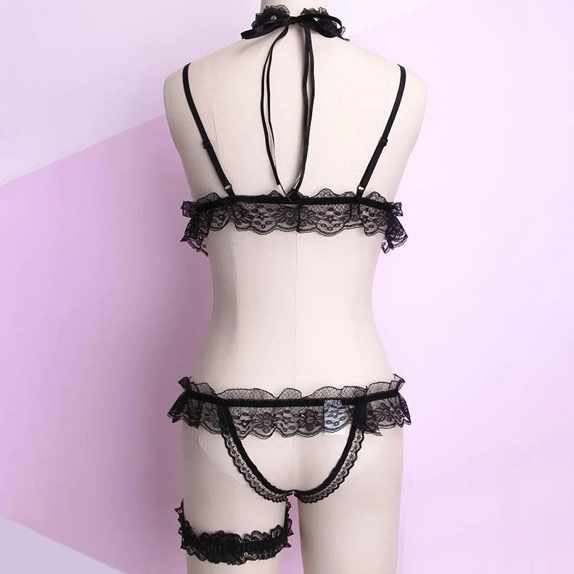 SEXY LACE PEARL RIBBON LINGERIE