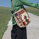 Bear Patchwork Shoulder Bag
